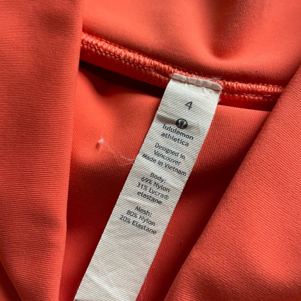 Lululemon Sunshine Salutation Crop Cape Orange Side Mesh Panels I Size 4 - Picture 7 of 7